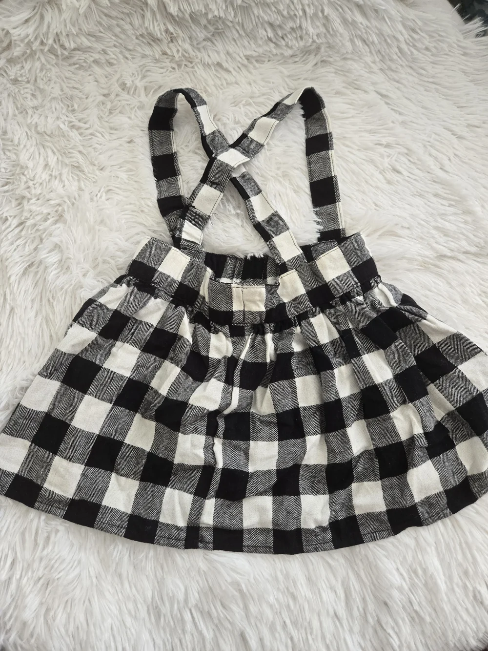 Carter's Black and White Gingham Suspender Skirt